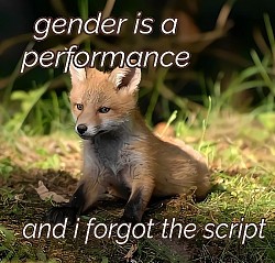 gender is a performance, i forgot the script