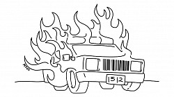 1312 burning cop car